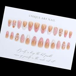 Pink French Tips flower press on nails