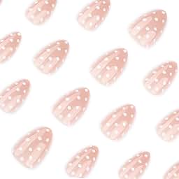 Press on Nails - Short Almond, Cute Polka Dot | Reusable Fake Nails Press ons, DIY Manicure at Home, 30Pcs